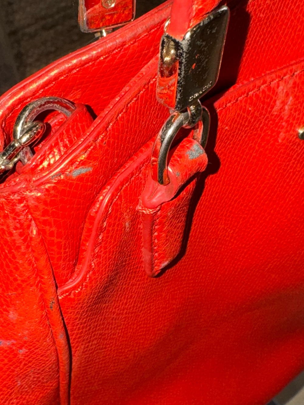 Coach Minetta Leather Crossbody Satchel Tote Bag-HARD TO FIND Cardinal Red! - Picture 6 of 16